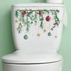1pc Christmas Festive Toilet Lid Decal with Pine Garland,Berries, and Baubles,Self-Adhesive Plastic Christmas Decoration Sticker