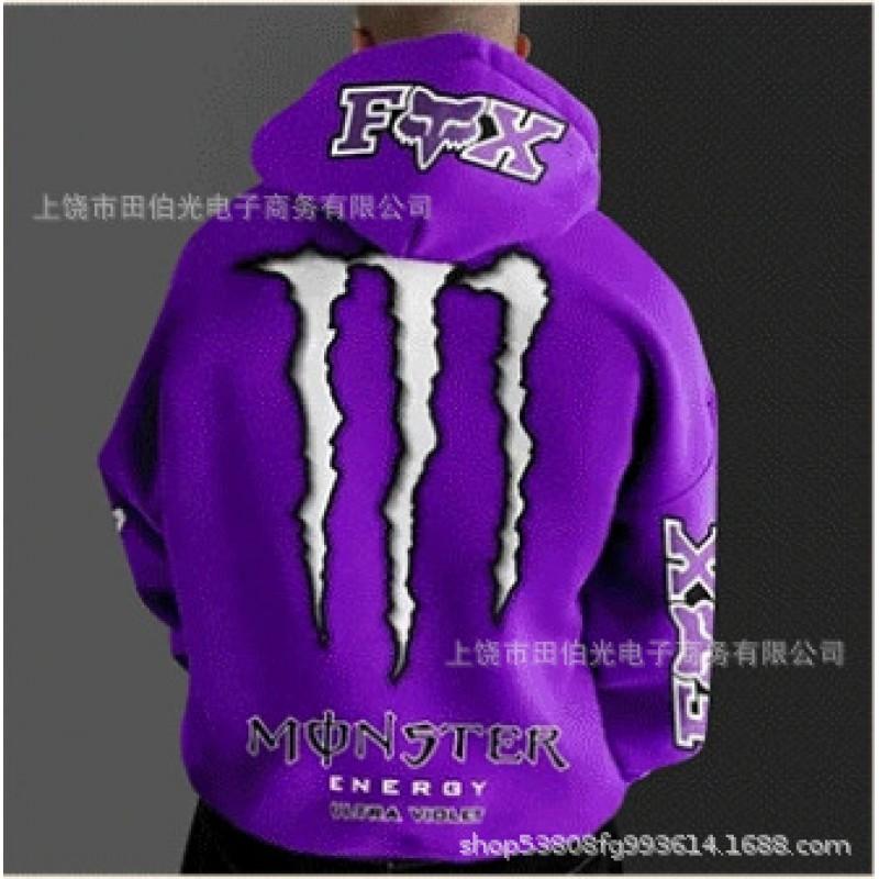 Mens Hooded Sweatshirt With Demon Print Loose Fit Warm Winter Casual Streetwear