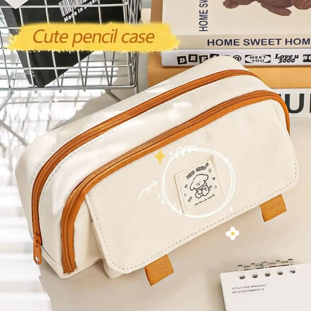 Canvas Pencil Bag Creative Multi-function Portable Pen Case Large-capacity Stationery Case Student School Supplies