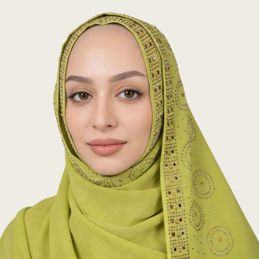 A007 Rhinestone & Pearl Embellished Long Scarf with Lace Trim