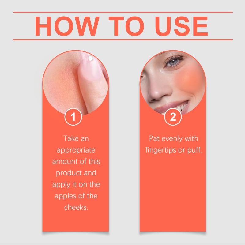 Orange Matte Face Blush Moisturize Natural Smooth Rouge Powder Nourishing Waterproof High Pigment Facial Cheek Makeup Cosmetics