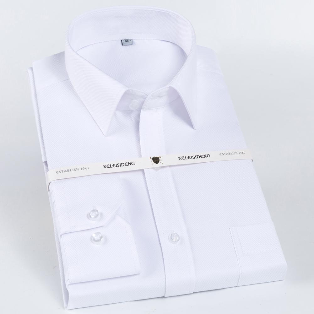 Men's Classic Dress Shirt Solid Long Sleeve Wrinkle Free Man Clothes Business Social Button-up Twill Formal Shirts with Pocket