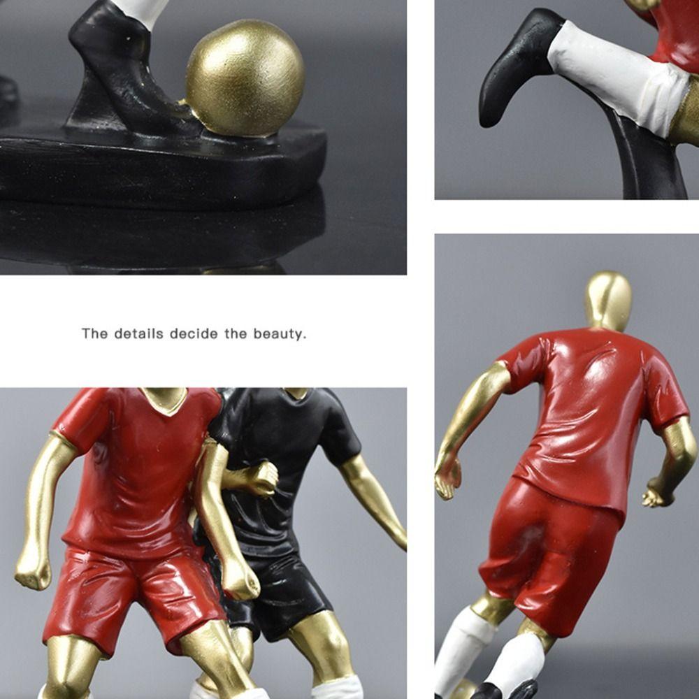 Mini Soccer Team Figurine Exquisite Football Player Statue Football Player Resin Figurine Bedroom