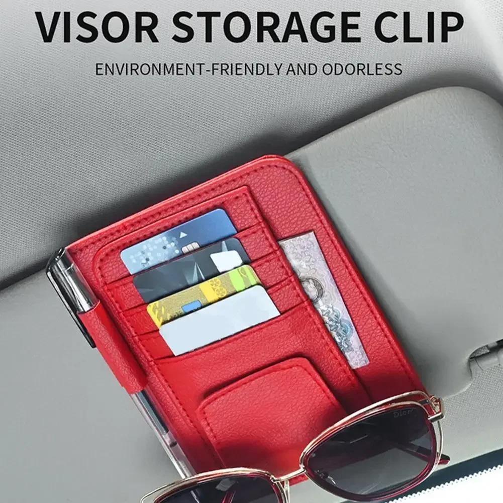 Car Document Storage Pouch Pen Holde Accessories Car Sun Visor Organizer Multi-Pocket Auto Interior Accessories Pocket Organizer