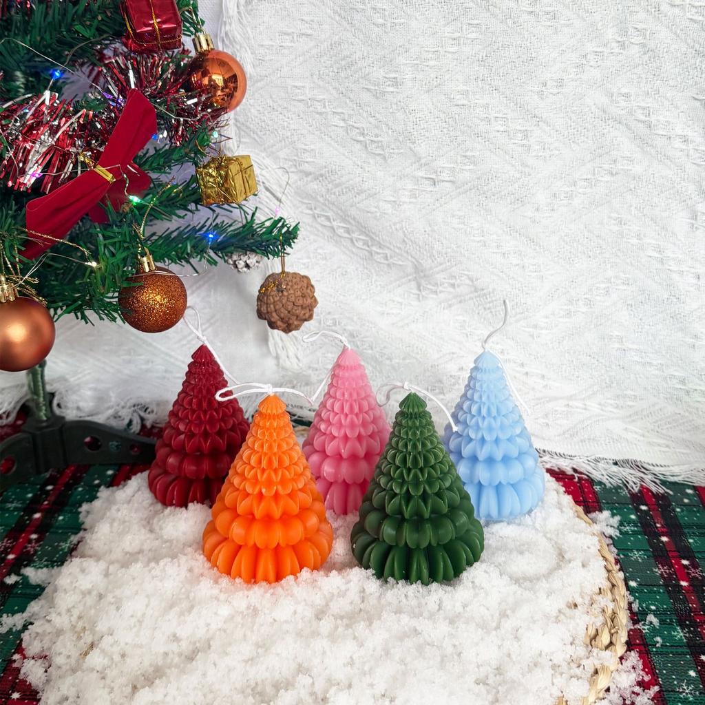 Christmas Macaron Colorful Creative Christmas Tree Shape Candle Christmas Gift Christmas Candle Candle Ornament
