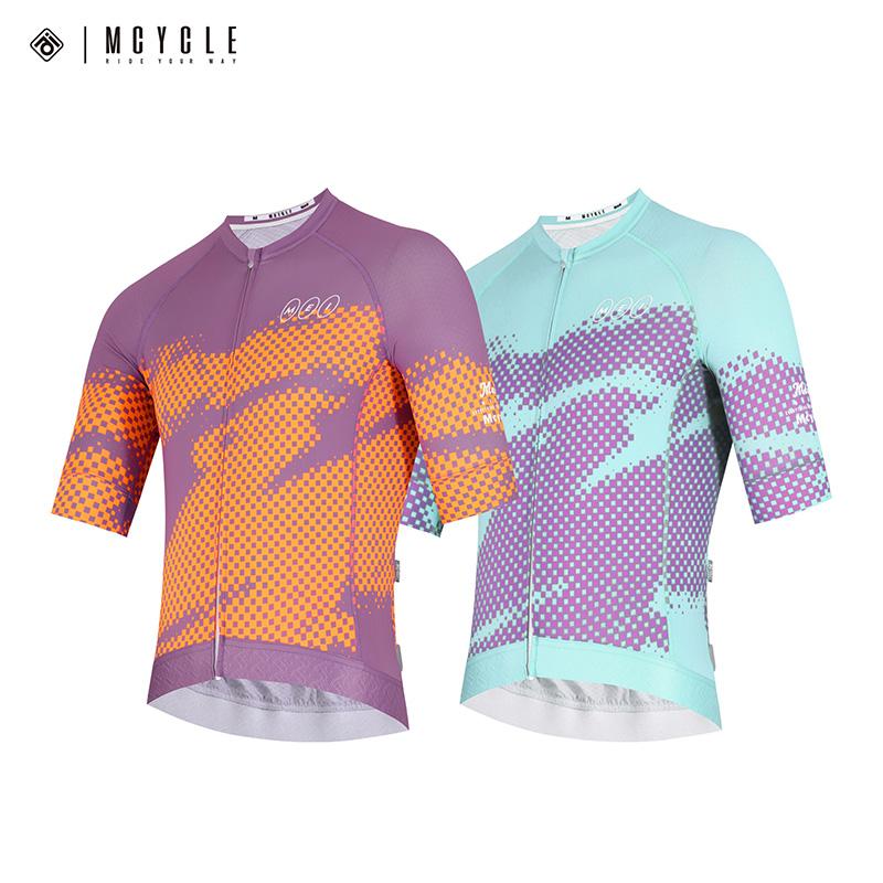 Mcycle Men's Lightweight Breathable Anti-Bacterial Quick Dry Spandex/Polyester Short Sleeve Cycling Jersey Shirts Printed for