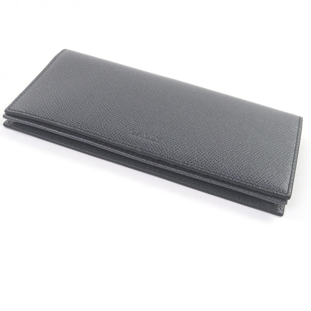 Pristine BALLY Bifold Wallet Logo Embossing Gray Leather Mens Used