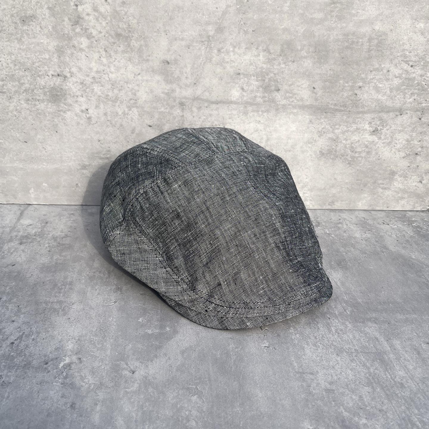 

100% Linen Summer Forward Cap Vintage Male Short-Brim Painter Hat for Men Women Breathable Berets Cap for Spring Summer M 56-58cm чорний