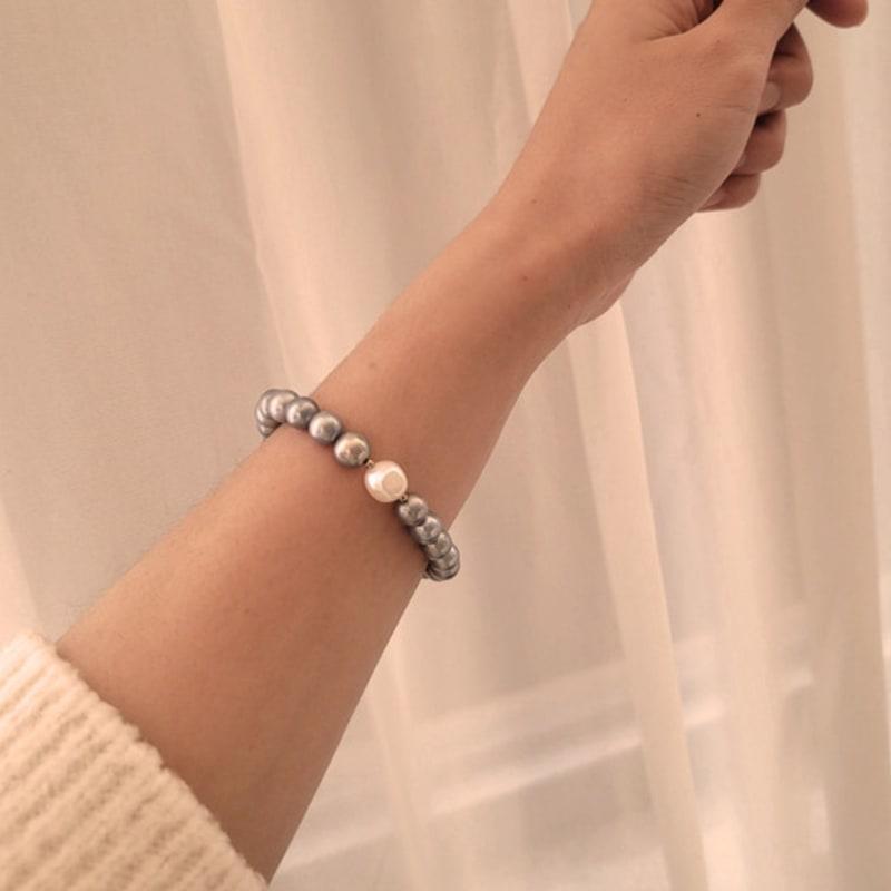 jewelCOUNTY Pink Snow Pearl Bracelet 925 Silver