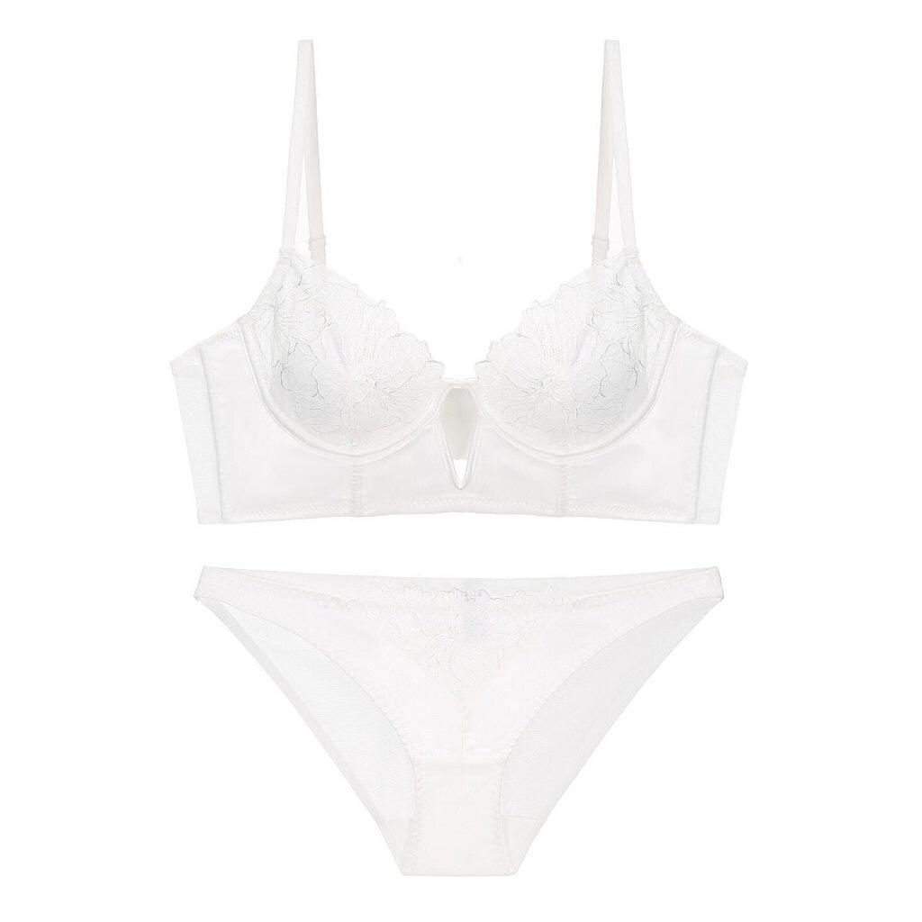 Amazon's new deep V hollow embroidered bra sexy fishbone shapewear women's gathering breathable bra