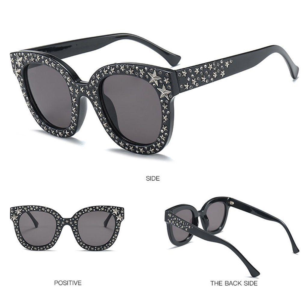 Eleganti Occhiali da Sole Quadrati Oversize con Strass Bling per Moda Protezione UV