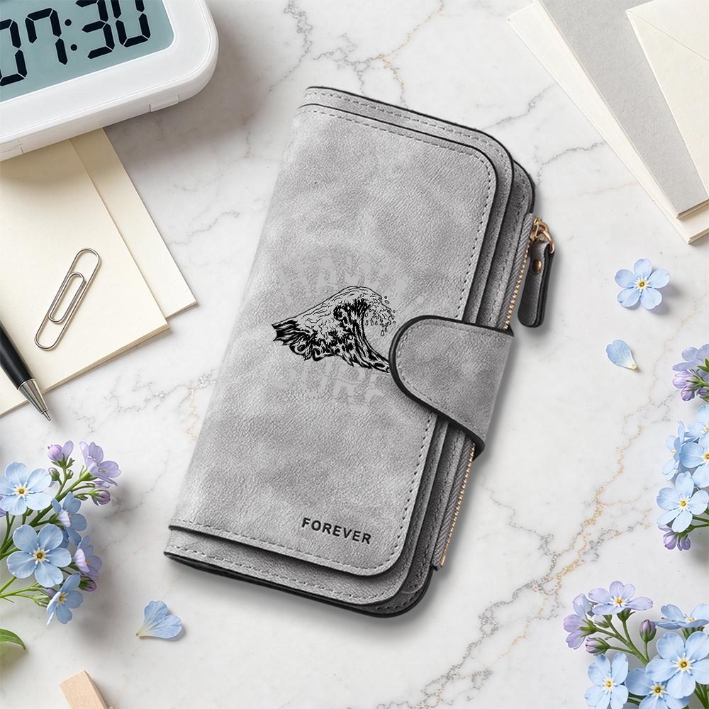 HAWAII SURF Long Purse Casual Retro Wallet Portable Fashion Card Holder Forever Daily Use PU Storage Bag