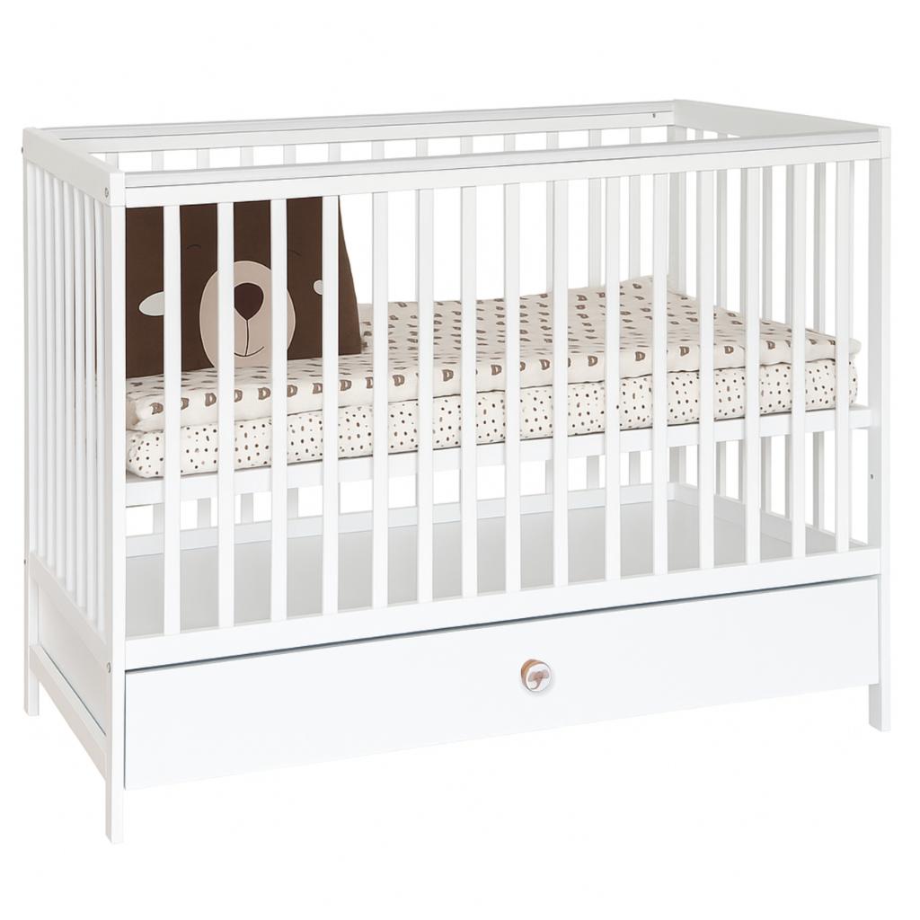 Culla per bambini in legno 2 in 1 con cassetto + divanetto - 120x60 cm bianco
