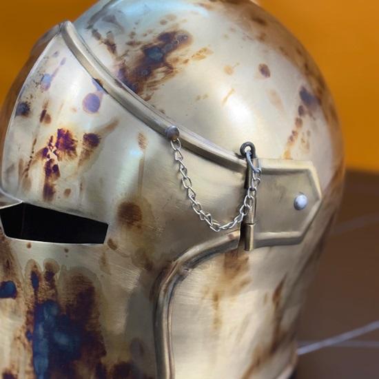 Kommandant Helm Barbuta mittelalterlicher Ritter Rüstung 18 Gauge Weichstahl Kriegerhelm Cosplay Visier Barbuta