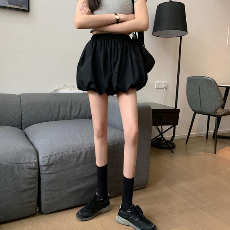 

Корейские цветочные бутоны и универсальные шорты для женщин Летом Новые маленькие белые с высокой талией широкие повседневные брюки XL чёрный