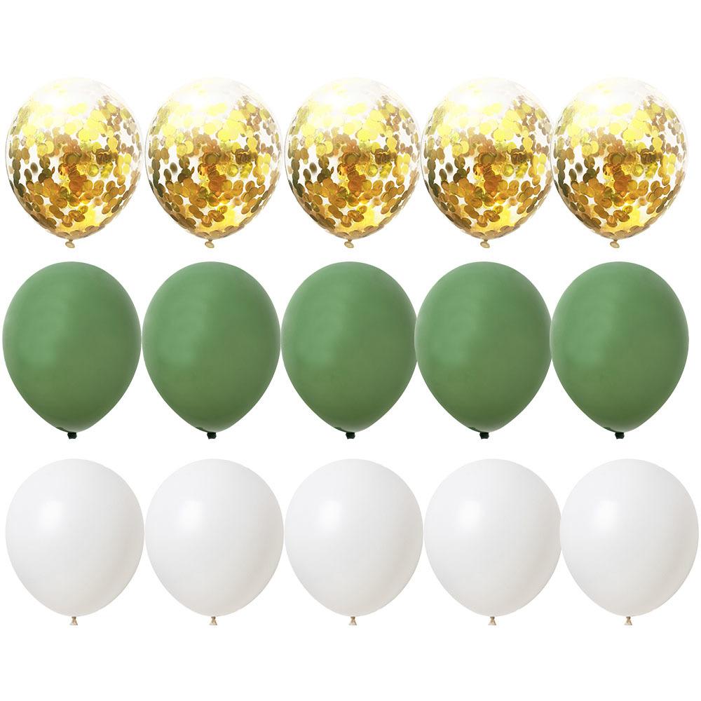 20PCS 10inch Balloon Kit Retro Green White Gold Balls Birthday Wedding Anniversary Jungle Summer Party Decor Home Supplies KTY