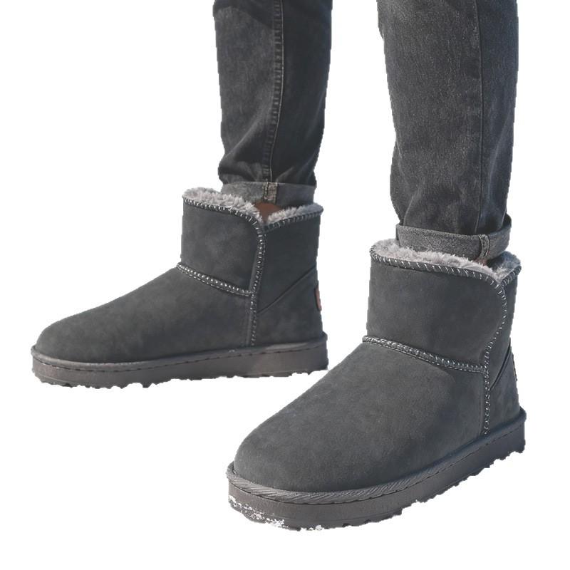 Frosted leather snow boots men's outdoor cold-resistant and non-slip winter piled thickened warm Northeast high-top large cotton boots shoes