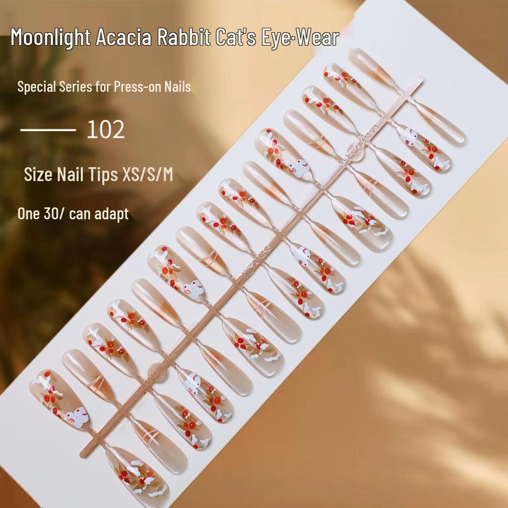 

Elegant Cat Eye Nail Art: Chic Chinese Style, High-End Look, Ready-to-Wear Fake Nails