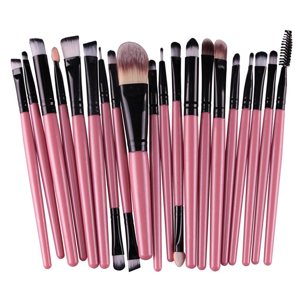 20-Piece Professional Makeup Brush Set Black Handle Tube Synthetic Hair Cosmetic Tool for Daily Use