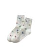 Weiße Socken, Dünnes Netzgewebe, Schweißabsorbierend, Atmungsaktiv, Gepunktet, Niedliche Wadenlange Socken für Frühling und Sommer