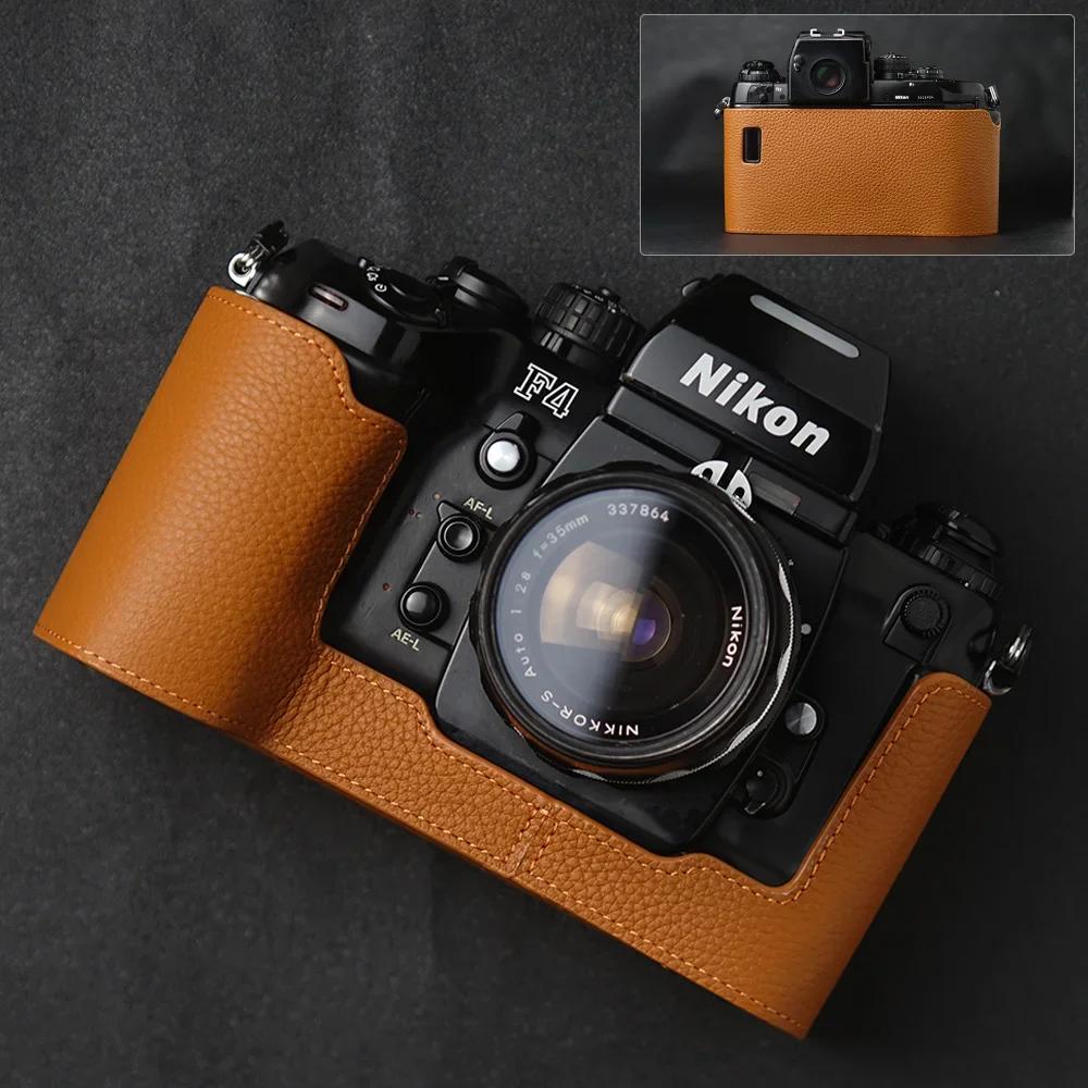 Genuine Real Leather Half Camera Case Bag Cover For Nikon F4 Case F3/F2/F/FM2/FM3A Case Camera Bag Photography Accessories