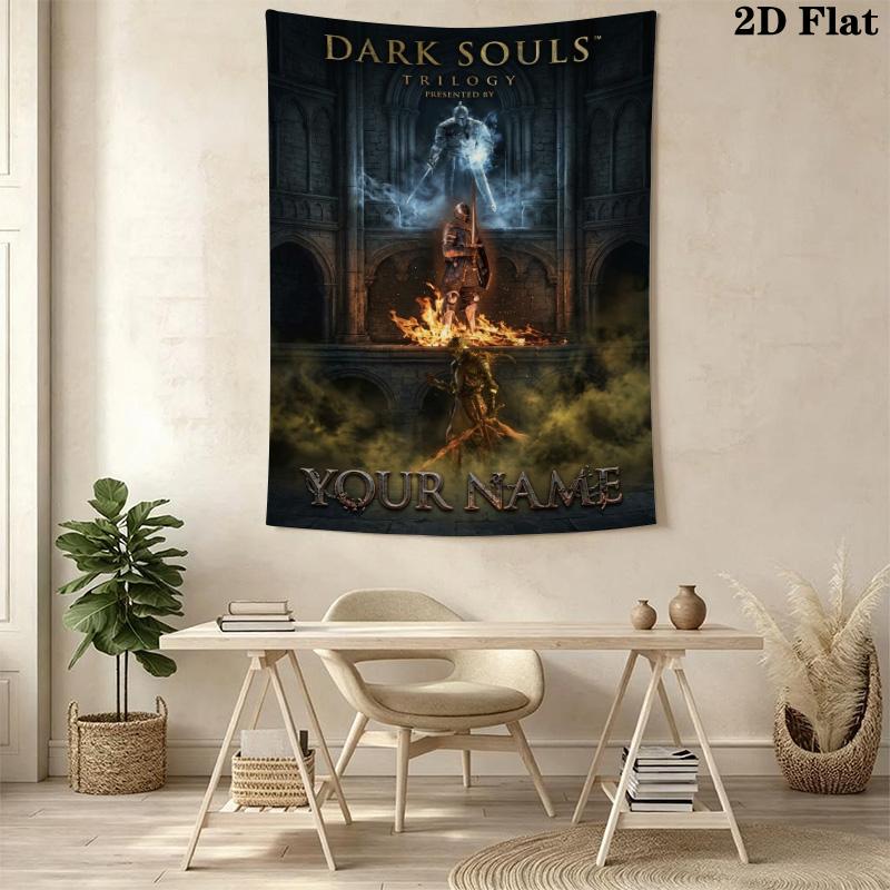 Name Custom DARK SOULS Wall Tapestry Aesthetic Wall Hanging Printed Fabric Blanket Decorative Tapestries for Bedroom Living Room Home Decor