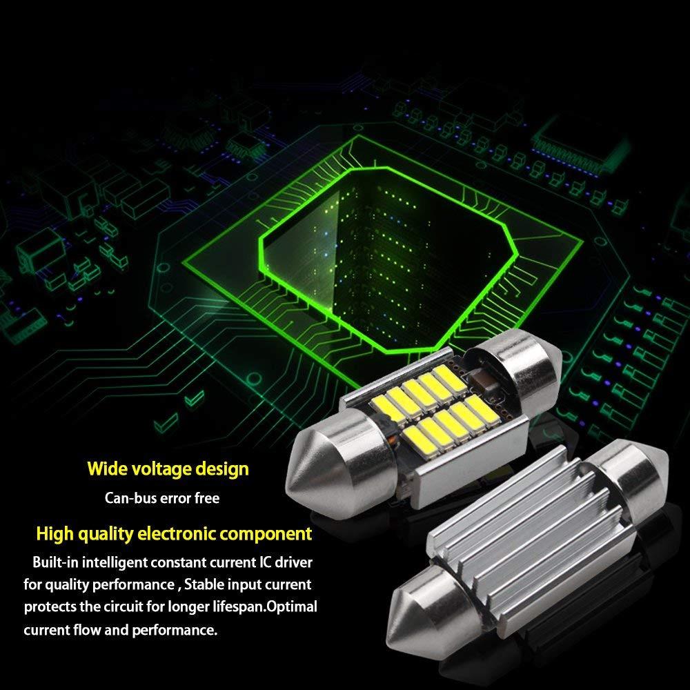 2 vnt. 39 mm LED lemputė 6500K balta SMD automobilio kupolo dvipusė skaitymo lempos stogo lemputė