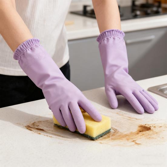 1 Pair Nitrile Cleaning Gloves Reusable Waterproof Tear-Resistant Kitchen Dishwashing Housekeeping Gloves