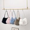 Elegant Faux Fur Crossbody Bag Vintage Bucket Woman Handbag Large Capacity Fashi Plush Versatile Shoulder Bag