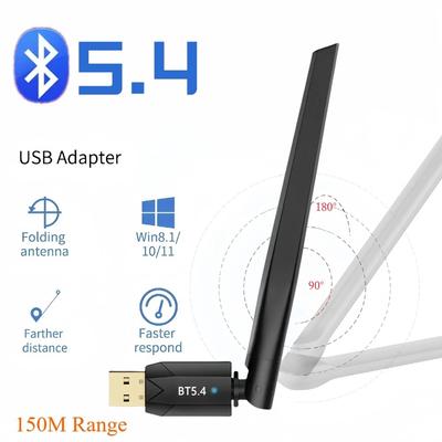 Bluetooth Receiver Transmitter 5.4 Adapter USB Bluetooth Dongle Transmitter for PC Windows 11/10 Mouse Keyboard Audio Receiver