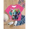 Girls' Clothing Cute Animal Elephant & Deer 3d Print Fashion Casual T-Shirts Funny Girls' T-Shirts