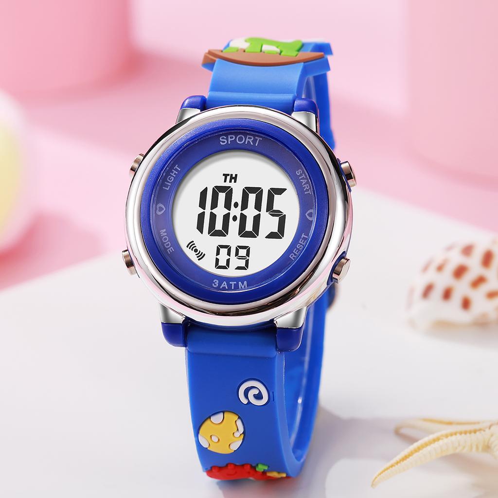 Fashionable and cute cartoon dinosaur silicone strap LED screen children's electronic watch, suitable for daily wear and Christm