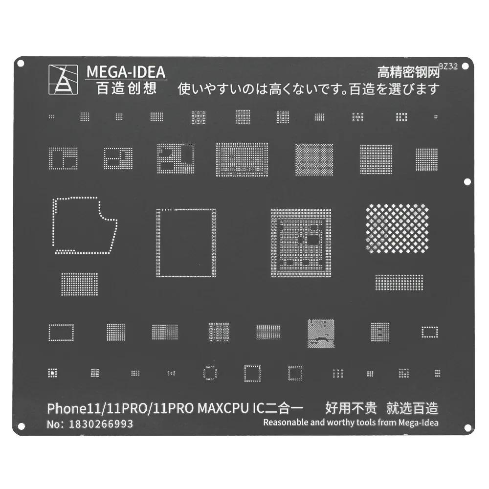 QIANLI MEGA-IDEA Black BGA Reballing Stencil Multifunction Universal Net for iPhone 6-17 Pro Max Planting Tin Steel Mesh Tools