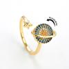 CZ Zircon Spinning Planet Anxiety Ring for Women Fidget Anti-stress Rotate Round Adjustable Open Rings Vintage Zircon Gift