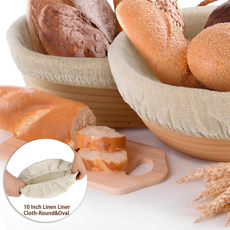 Bread Proofing Basket Round Oval Long Banneton Rattan Bread Dough Proofing Proving Rattan Basket with Linen Liner Cloth