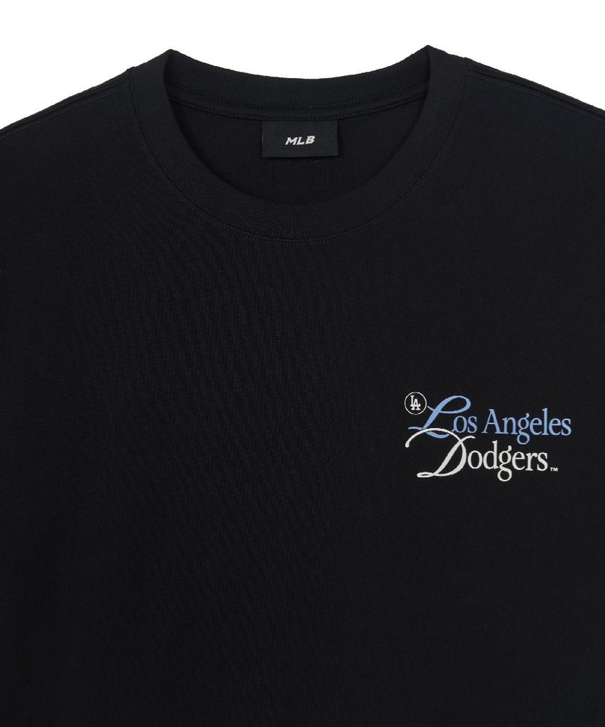 Emelbi Serif Lettering Semi-Oversized Short Sleeve T-Shirt La (Black)