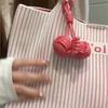 Sweet Cute Pink Stripe Tote Bag Women Letter Print Colorblock Large Capacity Shoulder Bag Ladies Casual Commuter Sle Handbag New