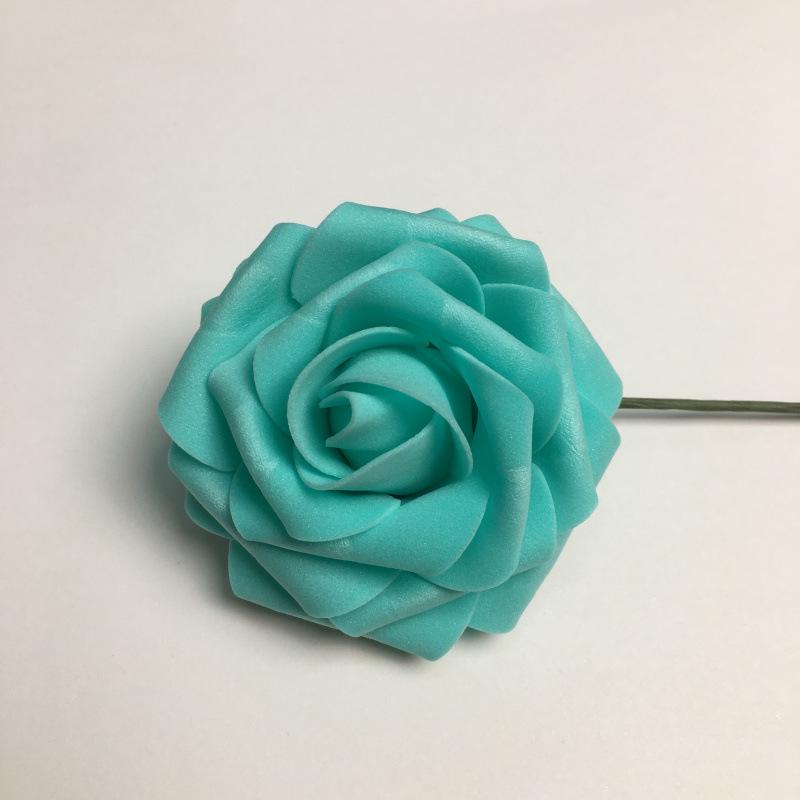 25pcs/8CM Simulated Rose Head with Rod PE Flower Holder foam Flower Head Wedding Party Decoration Hand held Flower Accessories