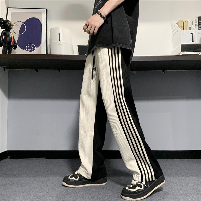 Men's Striped Casual Wide-Leg Pants: Korean Style Summer Trousers for Students and Trendsetters
