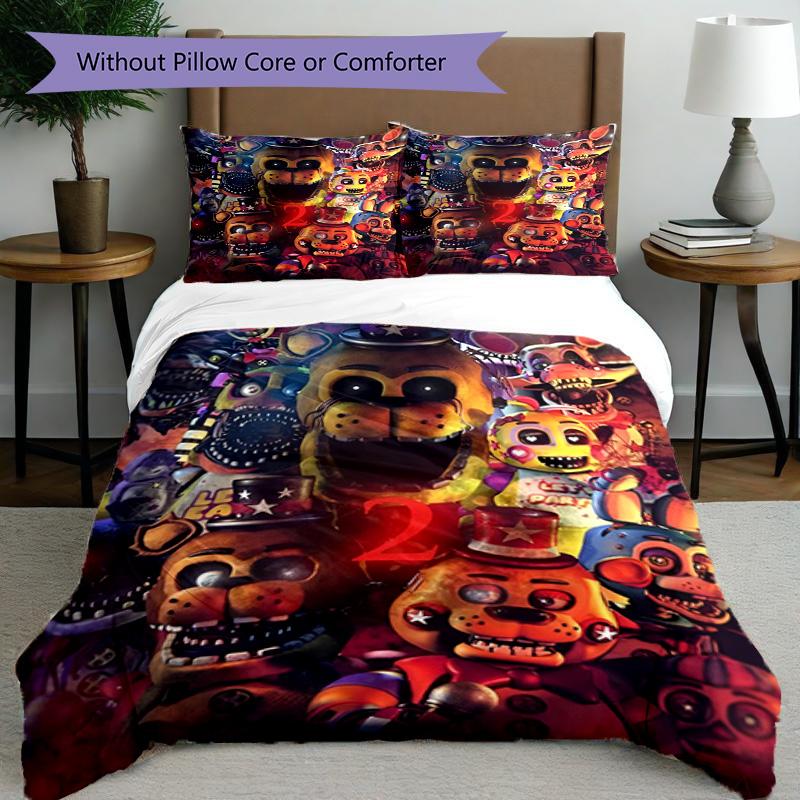 3pcs Duvet Cover Set (1*Duvet Cover + 2*Pillowcase, Without Core), Five Nights At Freddy's Print Bedding Set, Bedroom Decor, All‑Season, Birthday Gift