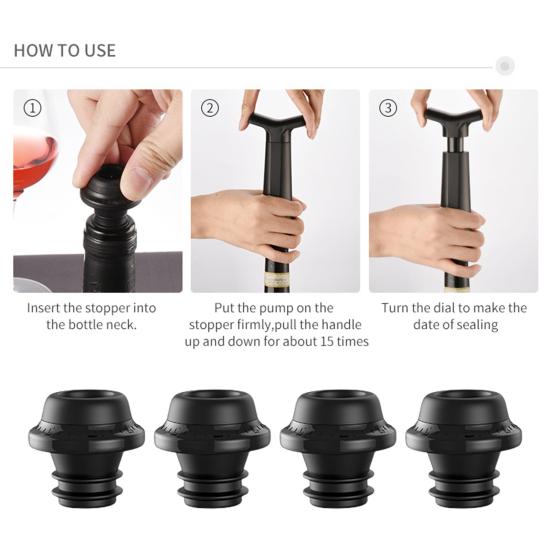 Vacuum Wine Saver Pump with 4 Stoppers Reusable Bottle Sealer Wine Preserver System