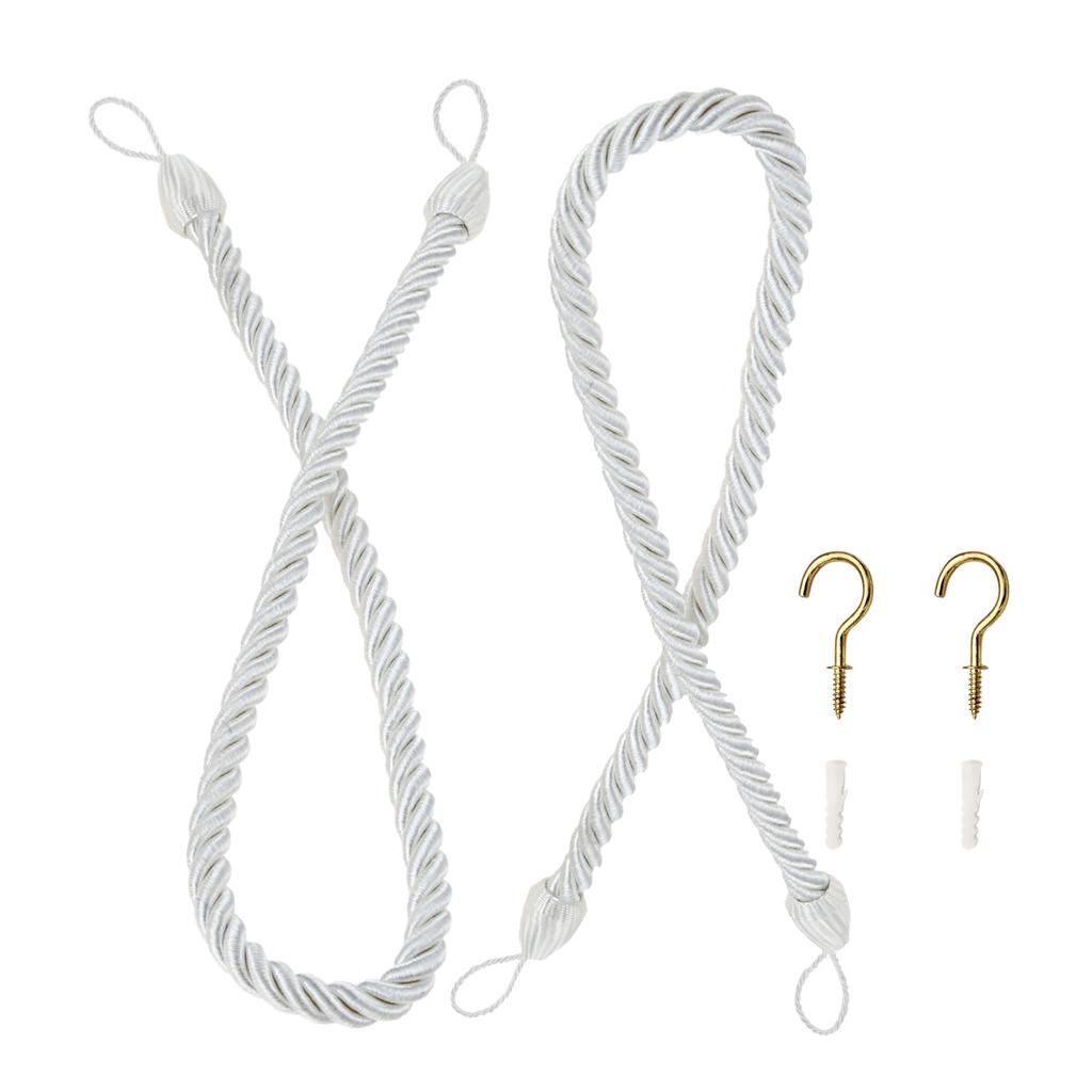 2pcs Curtain Rope Tiebacks +Hook Expansion Tube Drapery Holdbacks 65cm Buckle Holder Home Decor Yellow/Gray/Black/Brown/White