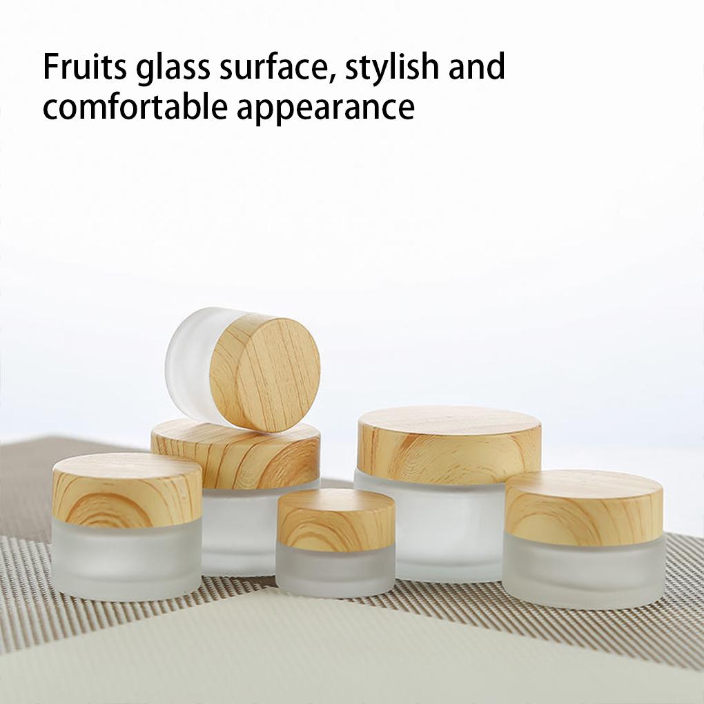 Gesichtscremespender für Frauen, tragbar, rund, Ersatzdeckel aus Holzmaserung, korrosionsbeständig, Make-up-Reisebehälter, Flasche