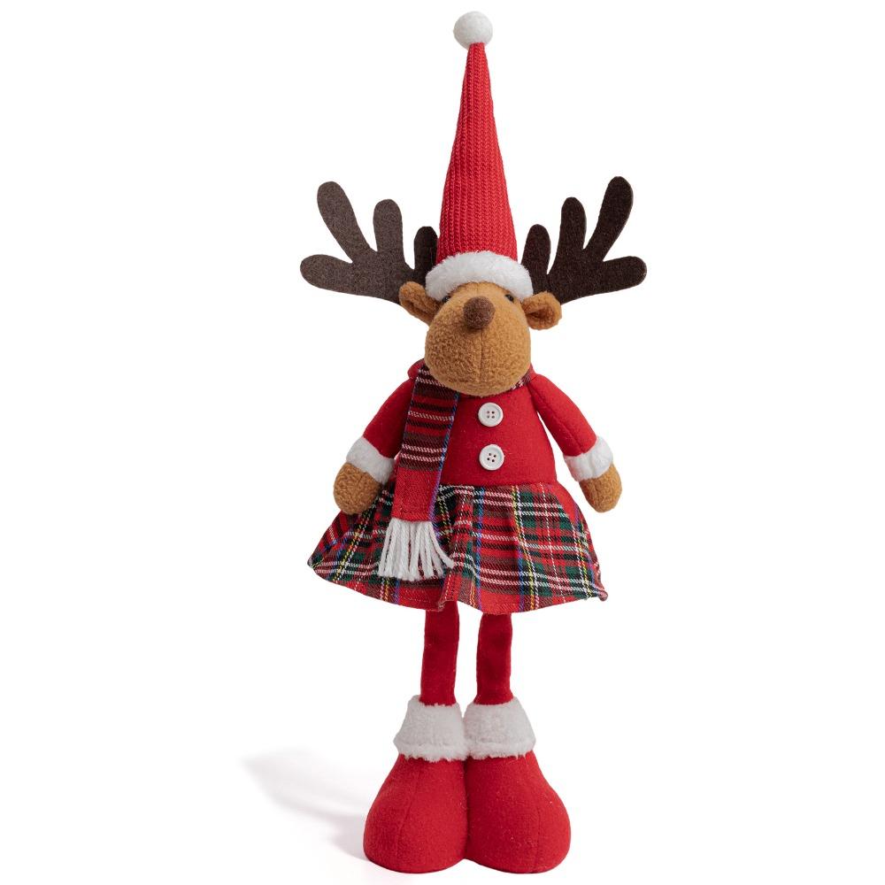 Ornements de Poupée Élan de Noël Rouge Créatif Poupée Renne Cartoon Debout Jambes Longues Mignon Décoration Joyeux Noël Fournitures de Nouvel An