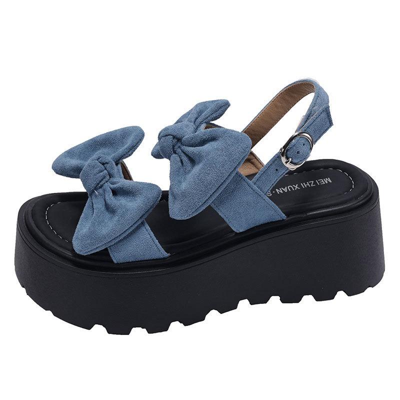 JX fashion one-word buckle with sandals summer platform casual bow one-pedal sandals