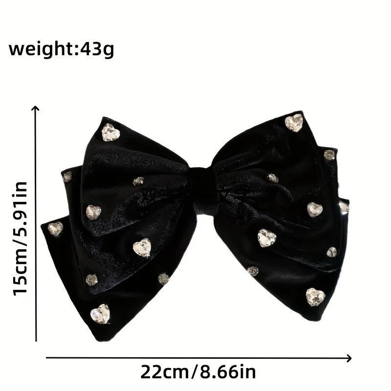 1pc Elegant French Bow Rhinestone Hair Clip-Black-Adorned Hairpin with Large Statement Bow for Women,Sparkling Hair Accessories