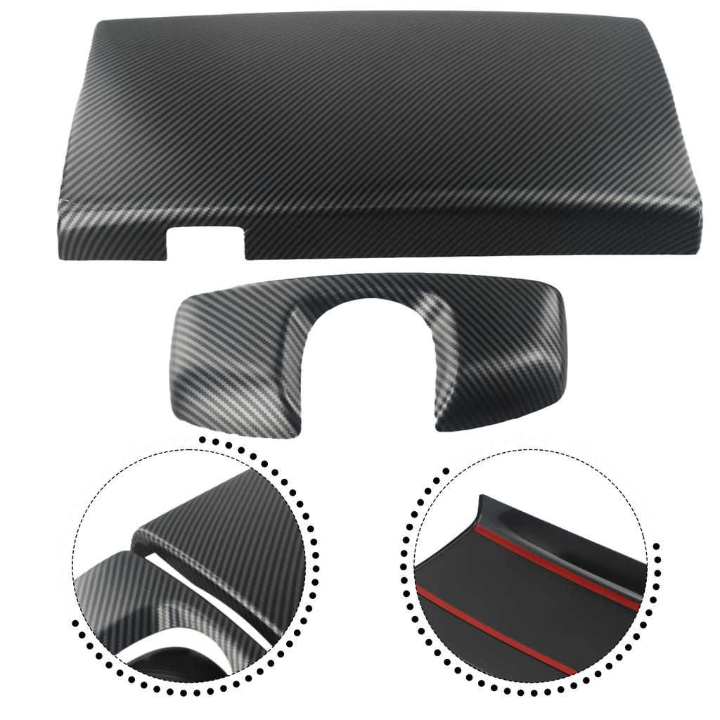 Car Accessories For Mercedes Trim Cover Armrest Box 2008-2012 3Pcs ABS Carbon Fiber Black For Benz S Class W221
