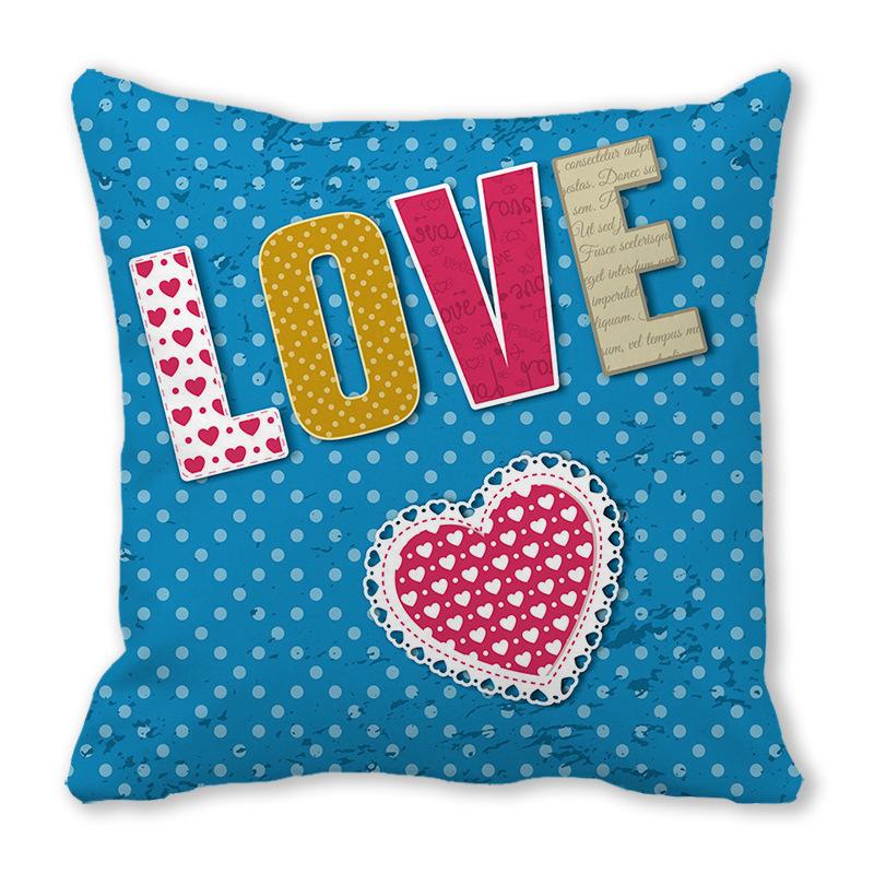 Creative Valentine's Day Happy Series Digital printing short plush pillow covers for car sofa office cushion cover home goods