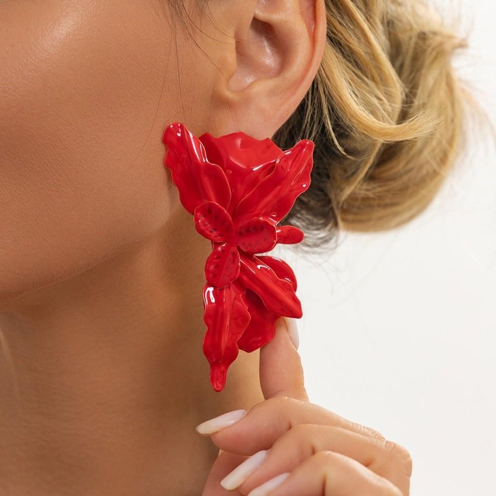Metal Petal Dangle Earrings Exaggerated Drop Earrings Stylish Statement Earrings Party Occasion