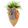 17in Carrot Easter Wreath with Black and White Burlap Bow Easter Rope Carrot Door/ Wall Decor Home Party Decorations for Spring